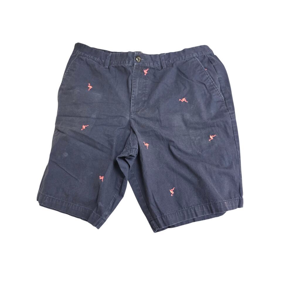 Gap Men's Dark Blue Flamingo Print Chino Shorts, Size 35, Pre-Owned.